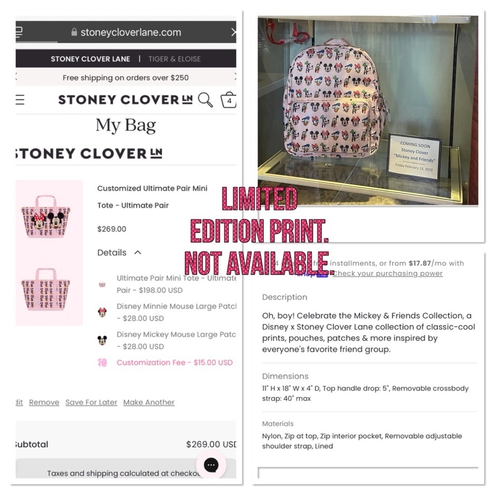 Stoney Clover Disney Ultimate Pair Mickey and Minnie Mouse Mini Tote Bag handbag - Picture 10 of 11